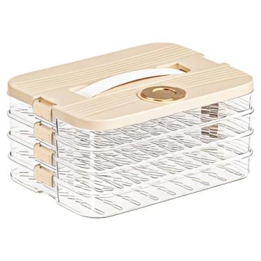 Imagem de Porta-biscoitos com tampa e alça, caixa de sobremesa transparente, design portátil de quatro camadas para lanches e mais