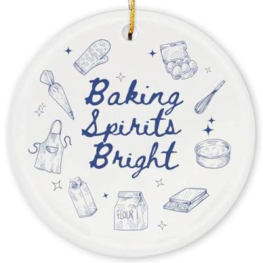 Imagem de Enfeites de panificação para árvore de Natal - Enfeites de panificação 2025 - Presentes de padaria exclusivos para mulheres, padeiros, chefes de confeitaria, mãe - Ornamento de cerâmica para amantes