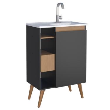 Imagem de Gabinete De Banheiro Com Pés Aveiro Jequitibá Preto