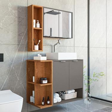 Imagem de Gabinete Banheiro Star Cuba Dalla Torneira Dl08 Valv Click Titanium/naturale