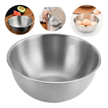 Imagem de 2X Bowl Tigela Bacia Aço Inox Escovado Saladeira 22 Cm Mistu