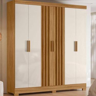 Imagem de Guarda Roupa Casal Ambiente Valença 6 Portas Freijó Off White - Moval