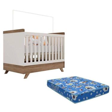 Imagem de Berço Americano Vitória Off White Carvalho Com Colchão Ortobom - Carolina