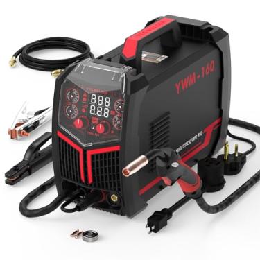 Imagem de YESWELDER Soldador MIG multiprocesso 160A sem gás Gás, Flux Cored/MIG/Lift TIG/Stick ARC Welder 4 em 1, controle sinérgico 110V/220V tensão dupla, YWM-160