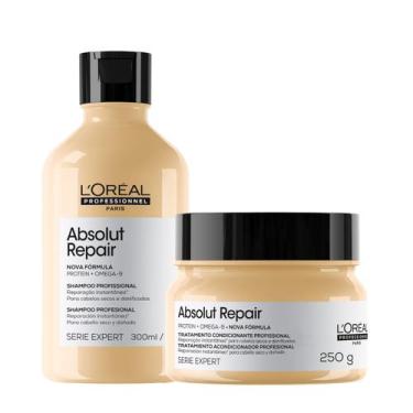 Imagem de Kit loreal absolut repair gold shampoo 300ml+mascara 250ml