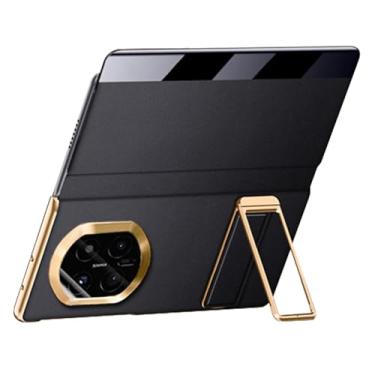 Imagem de FWYANZH Capa flip de couro para Huawei Mate X7, capa invisível com suporte para pulseira com janela lateral inteligente, fecho magnético, tudo incluído, capa à prova de choque, preta, Mate X7