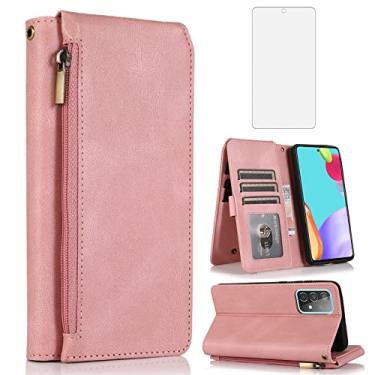 Imagem de Asuwish Compatível com Samsung Galaxy A53 5G capa carteira de vidro temperado protetor de tela com zíper couro flip capa suporte para cartão suporte para acessórios celulares A53 G5 53A SM A536U 6,5