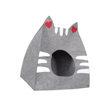 Imagem de Generic Casinha de feltro para arranhar gatos, toca dobrável para gatinhos, fácil acesso, 40 cm x 28 cm x 46, Cinza