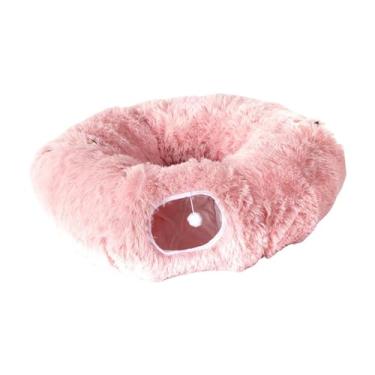 Imagem de IEUDNS Túnel para Gatos, Cama, Caverna, Playground, Confortável e Compacto, com Bola, Ideal para Exercícios de Chinchilas, Hamsters e Cães de Pequeno Porte, Rosa