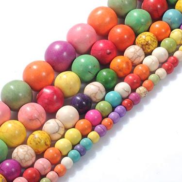 Imagem de Contas de pedra natural multicoloridas redondas de 4 mm, 6 mm, 8 mm, 10 mm, 12 mm, contas coloridas turquesa, achados de joias para fazer bijuterias (6 mm)