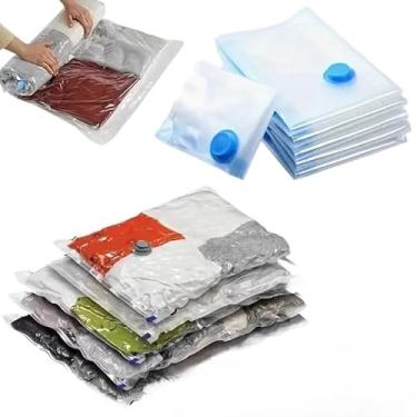 Imagem de Kit 11 Saco a Vácuo 60x80 + Bomba a Vacuo Viagem Guarda Roupa Saco a Vacuo Para Roupas Manual Organização de(10 sacos + bomba)