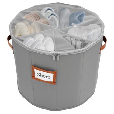 Imagem de Organizador cilíndrico de armazenamento de sapato cilíndrico para economia de espaço, caixa de sapato cilíndrica com capa transparente para entrada de vestiário