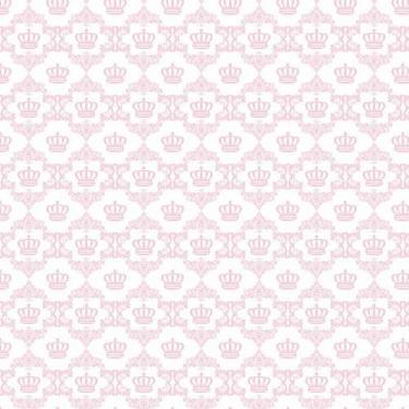 Imagem de Papel De Parede Branco Coroas Rosa Claro Quarto Bebê Adesivo - LRP