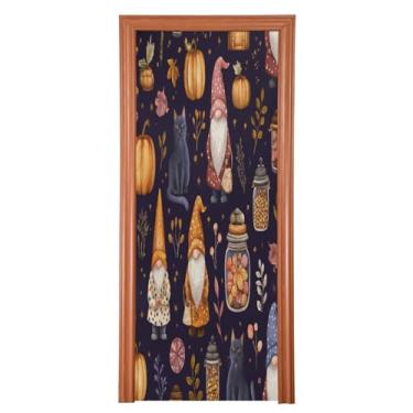 Imagem de Blueangle Capa para porta de potes de doces de gnomos elásticos fofos - Faixa de porta frontal de tecido elástico para Halloween, decoração de festa ao ar livre em casa (600)