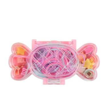 Imagem de Kit de Acessórios para Cabelo Completo 90 Peças com Presilhas e Elásticos Estojo Clássico Rosa Transparente Formato Bala