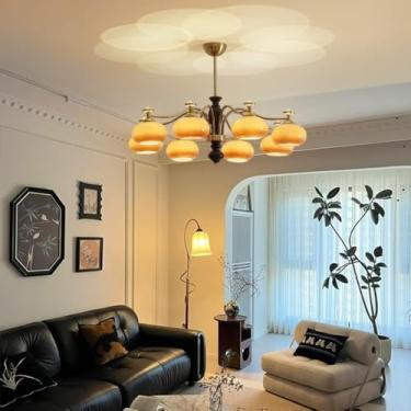 Imagem de Ventilador de teto vintage com kit de iluminação - Lâmpadas LED econômicas, motor silencioso e lustre retrô rústico com intensidade regulável para sala de estar, quarto, escritório e restaur