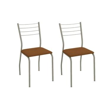 Imagem de Cadeira Sala De Jantar Malta 2c140nk Aço Kit 2 Un Niquel/linho Escuro - Kappesberg