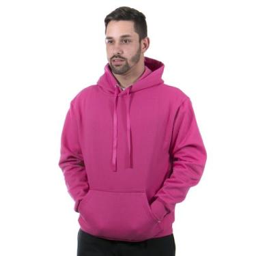 Imagem de Moletom masculino canguru com capuz liso de bolso inverno cor - rosa p