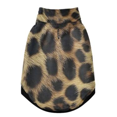 Imagem de SEHANY Casaco de cachorro marrom com estampa de leopardo para cães pequenos, superquente à prova de vento, jaqueta de inverno macia e aconchegante para clima de neve fria com coleira para animais de