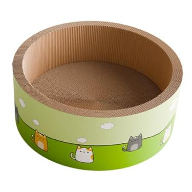 Imagem de Bothyi Arranhador para gatos, tigela para arranhar gatos, cama para sala de estar, papelão ondulado respirável, suprimentos para animais de estimação, Redondo