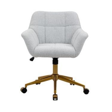 Imagem de Cadeira Poltrona Giratória Pelegrin PEL-0202 Dourada e Cinza Claro