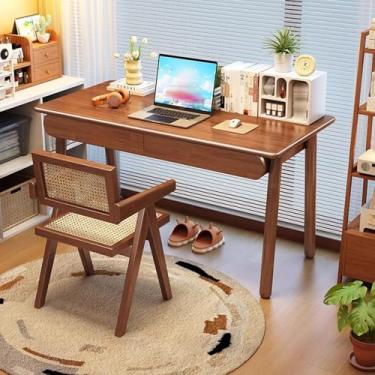 Imagem de Yadlan Conjunto de mesa e cadeira de estudo infantil com armazenamento, conjunto de mesa e cadeira infantil de madeira com gavetas de canto redondo, mesa de computador pequena 31,5 mesa de estudante
