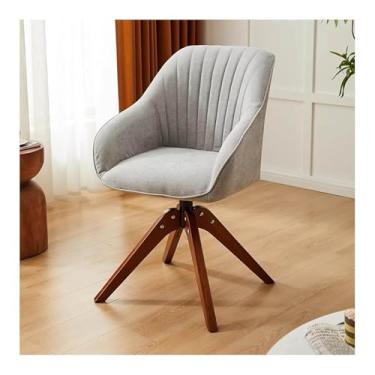Imagem de HGTRH Cadeira de design giratória com pernas de madeira, cadeira de sala de jantar com apoio de braços encosto cadeira estofada E 1 peça
