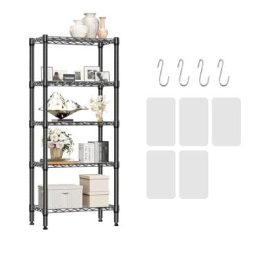 Imagem de Yadlan Prateleira de arame ajustável de metal de 3,4, 5 níveis, unidades de prateleira permanente, resistente, rack de armazenamento para organizadores de despensa, armazenamento de cozinha com