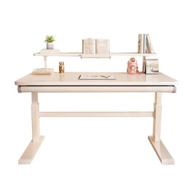 Imagem de HGTRH Secretária ajustável em altura, mesa para computador com prateleiras faixa de elevação 55 ~ 80 cm capacidade de carga de 300 kg para escrever 120 x 60 cm