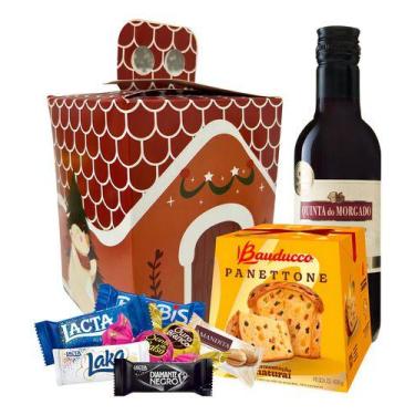 Imagem de Cesta De Chocolates Panettone E Vinho Presente De Natal - Bauducco
