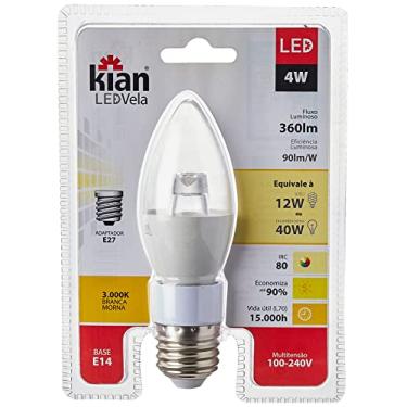 Imagem de Kian - Lâmpada Led Vela Bulbo Claro 4W 3000K Branca Quente Bivolt