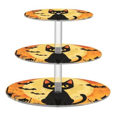 Imagem de CEBUGI Suporte de cupcake de 3 camadas, suporte redondo de gato, torre, bandeja de servir em camadas de acrílico para chá, chá de bebê, casamento e mais