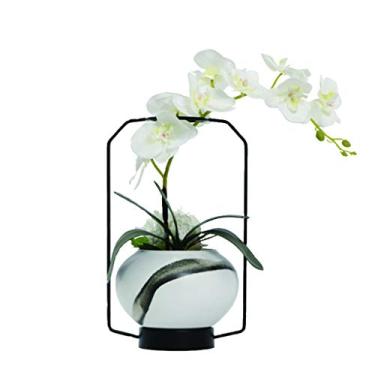 Imagem de LMJYU Flores artificiais internas Phalaenopsis artificiais com arranjo de vaso Bonsai para escritório, Orchis Bonsai Flores Falsas Interessante