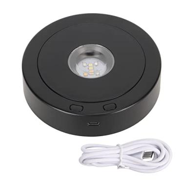 Imagem de Base de exibição giratória de LED preta rotação de 360 ​​graus brilhante suporte de mesa giratória de luz LED para cristais Visor de joias de vidro Material ABS USB alimentado por