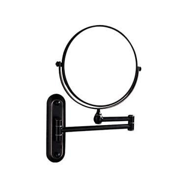 Imagem de LMJYU Espelho de maquilhagem, espelho de maquilhagem, ampliação montada na parede e rotação dupla face normal 360° extensível para espelho cosmético de casa de banho