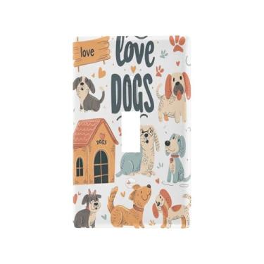 Imagem de Wassud Funny Dogs Placa decorativa para interruptores de luz, placa de parede para tomadas elétricas, interruptor único, 11 x 7 cm