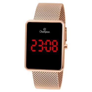 Imagem de Relógio Champion Digital Feminino Rosé Led Vermelho CH40080P, Rose