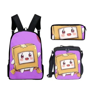 Imagem de Conjunto de mochilas Lankys Boxs Mochila escolar de anime com lancheira