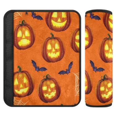 Imagem de Burbuja Capa de cinto de segurança de carro JackO Lantern Abóboras de proteção de cinto de segurança de carro macio confortável para alça de ombro de assento, 1 par médio