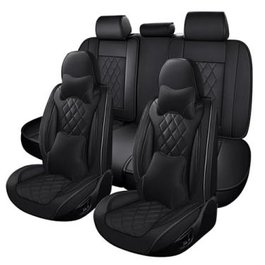 Imagem de Capas de assento para Nissan Kicks 2018-2024, capa de assento de carro de couro impermeável, acessórios interiores automotivos macios e respiráveis, luxo (conjunto completo) preto clássico