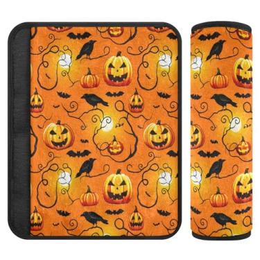Imagem de Burbuja Capa para cinto de segurança de carro Spooky Halloween macio confortável protetor de cinto de segurança de carro para alça de ombro de assento, 1 par pequeno