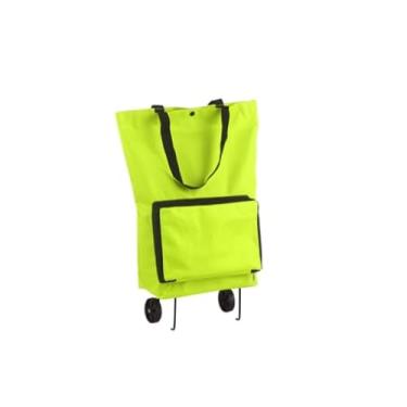 Imagem de Phefop Carrinho de Compras Dobrável, Sacola de Compras Verde à Prova de água, Sacola de Compras Reutilizável Com Roda para Supermercado, Viagem, Lavanderia Doméstica (GREEN)