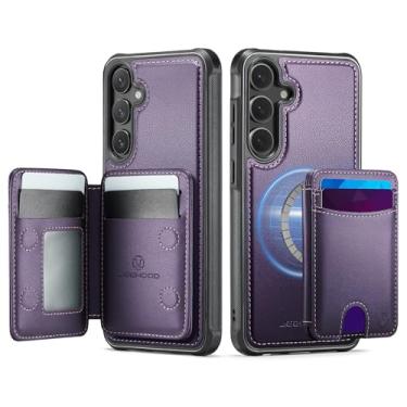 Imagem de owlhold Capa carteira para Samsung Galaxy S25 FE, compatível com MagSafe e bloqueio de RFID 2 em 1, capa dobrável dobrável, estilo de suporte de couro PU removível, capa de telefone para Samsung