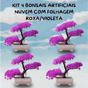 Imagem de Genérico, Kit 4 Árvores Bonsais Plantas Artificial Folhagem Roxa – Toque Zen Sofisticado Natureza sem Cuidados