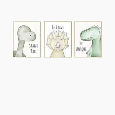 Imagem de PHWWDSUQA 3 peças de decoração de parede de berçário, conjunto de 3 peças, parede de animal de desenho animado colorido, pintura de animais da selva Boho para quarto, sala de estar, 40,6 x 61 cm, sem