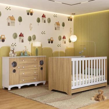 Imagem de Berço Americano 3 em 1 com Cômoda 2 Portas 4 Gavetas Suspiro Multimóveis MP4714