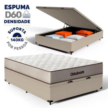 Imagem de Cama Box Baú Colchão Espuma D60 Ortobom Force Dream Casal, Bege
