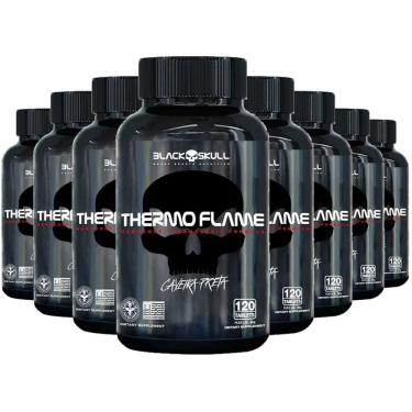Imagem de 8x Thermo Flame Termogênico 120 Tab Cada Black Skull