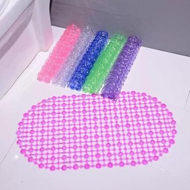 Imagem de Tapete Antiderrapante para Box Banheiro com Ventosas 40x70cm – Tapete de Chuveiro Massageador para Pés Segurança Antiescorregante (RosaBolinha)