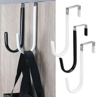 Imagem de Pacote com 3 ganchos acima da porta com borracha para evitar arranhões, organizador resistente para quarto, pendurar roupas, cozinha